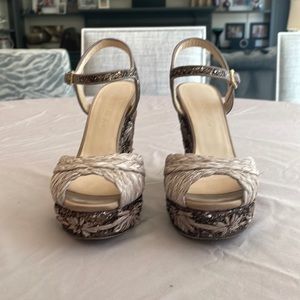 Neutral and Bronze Glitter Show Stopping Platform Sandals